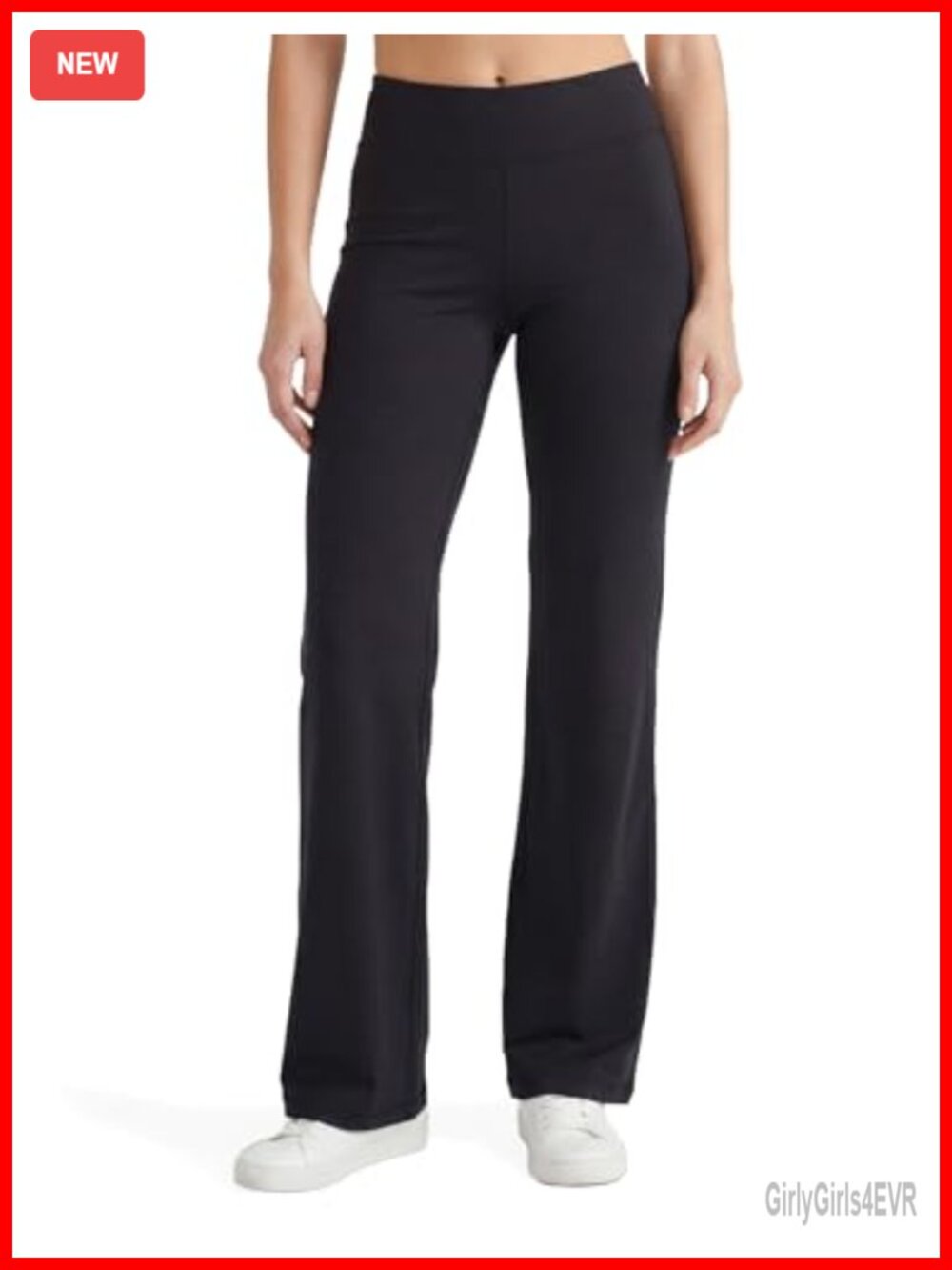 Black Flared Yoga Lounge Pants Cotton High Rise